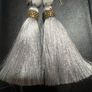 BaubleBar White and Gold Tassel Earrings